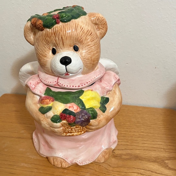 Other - Charming Bear Cookie Jar with Pink Dress